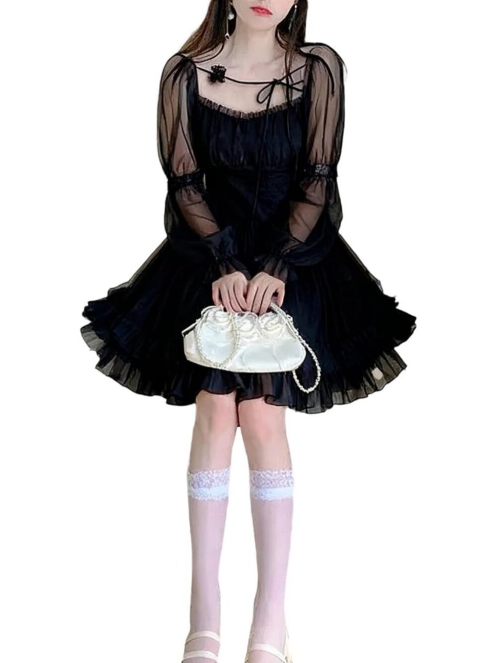 French Fairy Niche Lace Dress Women Long Sleeve Vintage Design New Dress